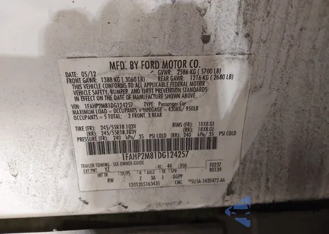 2013 Ford Police Interceptor z USA, uszkodzony, nr VIN 1FAHP2M81DG124257